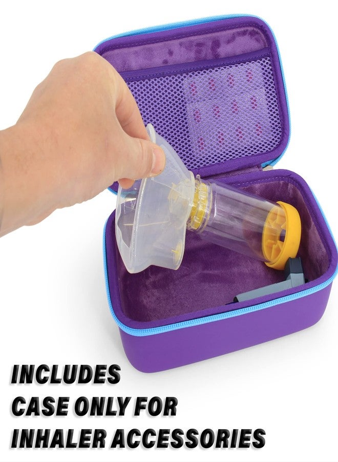 CASEMATIX Asthma Inhaler Case For Travel Fits Asthma Inhaler Spacer With Mask Attached, Inhaler Holder and Additional Accessories Used With Spacer For Inhaler, Includes Purple Asthma Case Only - Image 3